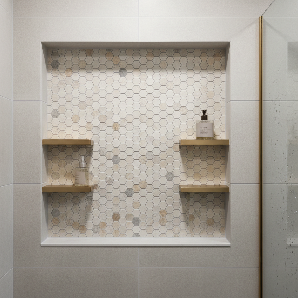 Elegante Mosaik-Fliesen in Duschnische